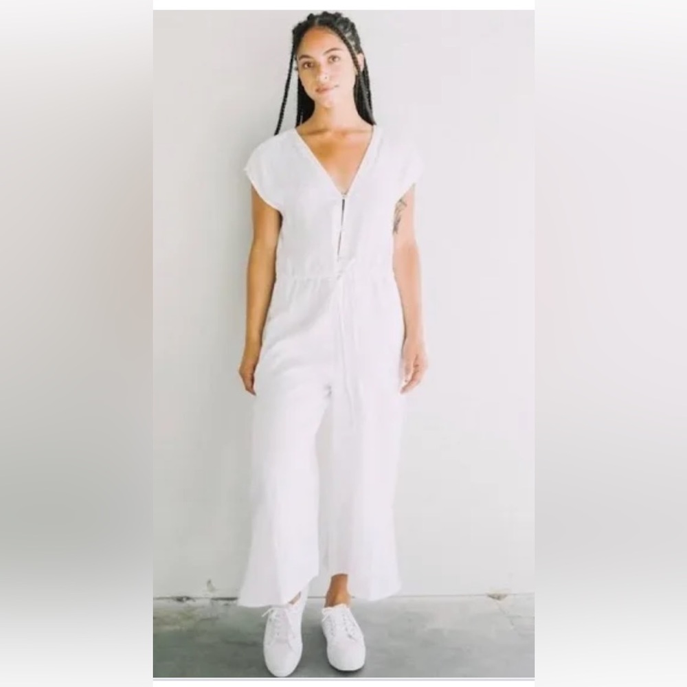 Bella Dahl White Linen Jumpsuit